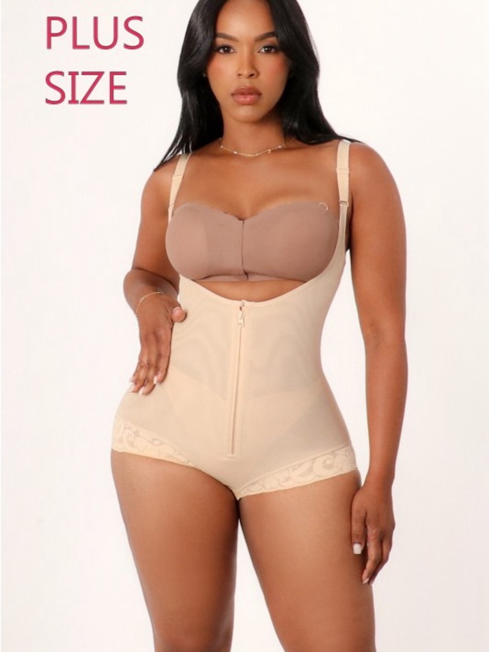Plus Size High-Waist Nude Shapewear Bodysuit U-TMYBDST2-X